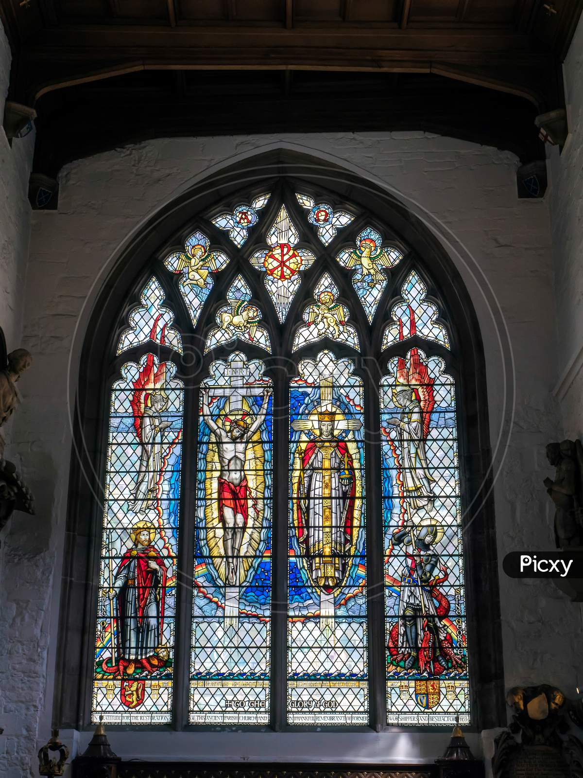 Stained Glass Window In St Olave'S Church Seething Lane London