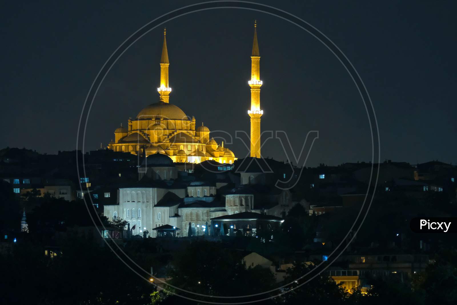 Istanbul, Turkey - May 29 : Night-Time View Of The Faith Mosque In Istanbul Turkey On May 98, 2018