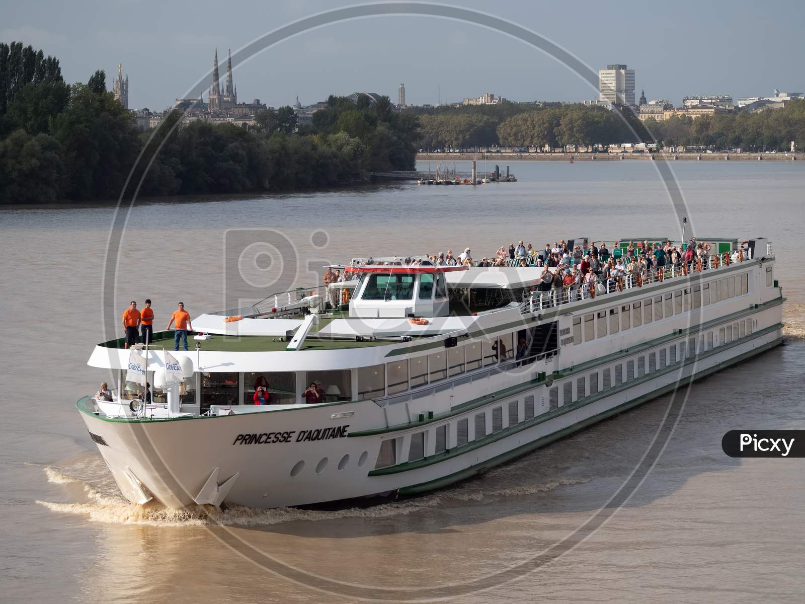 Tourist Boat Princesse D'Aquitane Cruising Along The River Garonne In Bordeaux