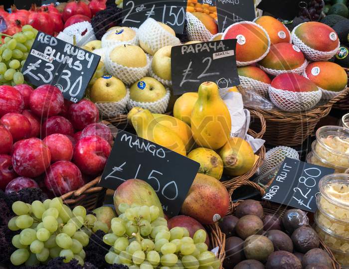 Fresh Fruit For Sale In Borough Market