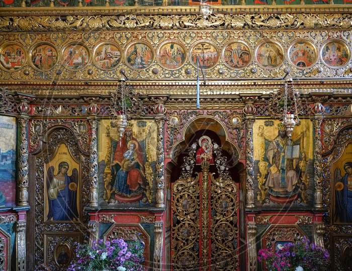 Moldovita, Moldovia/Romania - September 18 : Interior View Of The Monastery In Moldovita In Moldovia Romania On September 18, 2018