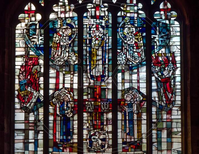 Newcastle Upon Tyne, Tyne And Wear/Uk - January 20 : Stained Glass Window In The Cathedral In Newcastle Upon Tyne, Tyne And Wear On January 20, 2018