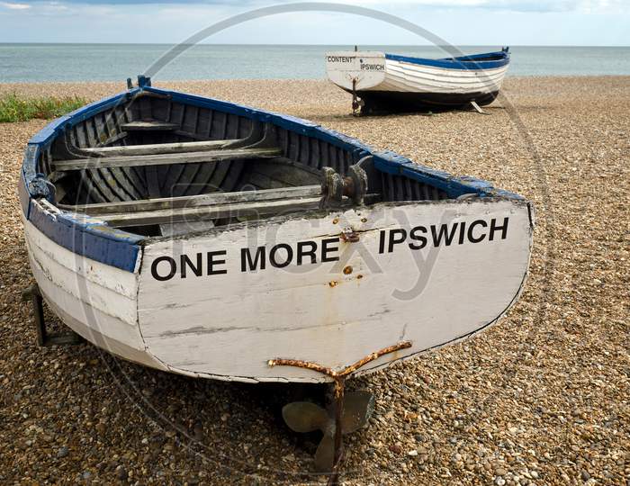 Traditional Fishing Boats On The Beach At Aldeburgh