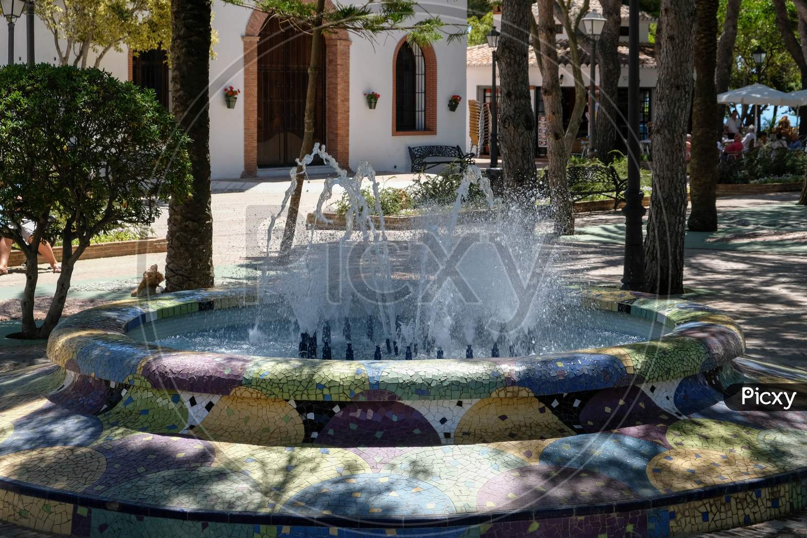Mijas, Andalucia/Spain - July 3 : Fountain In Mijas Andalucía Spain On July 3, 2017. Unidentified People