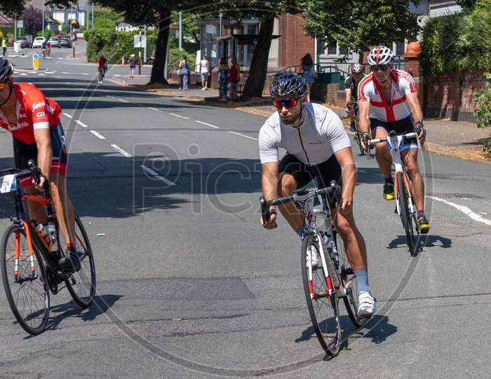 Cardiff, Wales/Uk - July 8 : Cyclists Participating In The Velothon Cycling Event In Cardiff Wales On July 8, 2018. Unidentified People