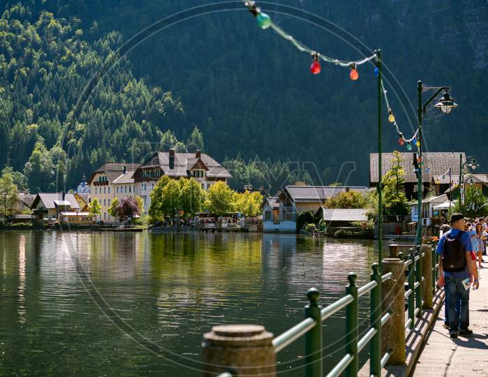 A Sunny Day Beside The Lake At Hallstatt