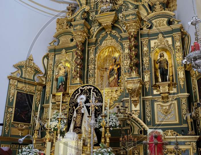 Marbella, Andalucia/Spain - July 6 : Golden Altar In The Church Of The Encarnacion In Marbella Spain On July 6, 2017
