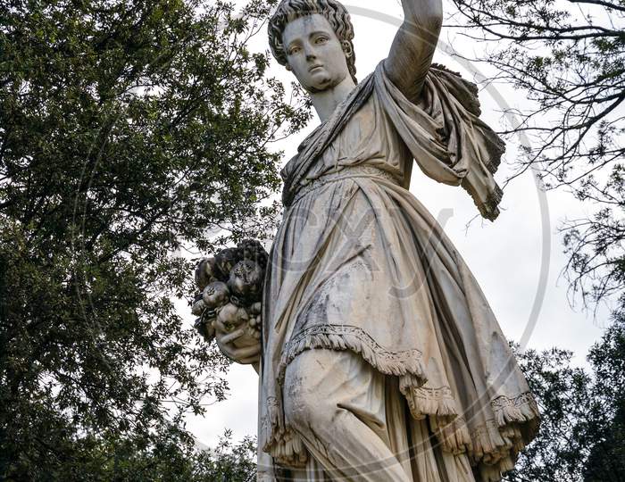 Florence, Tuscany/Italy - October 20 : Sculpture Of Ceres ( Greek Demeter ) Ancient Roman Goddess In Boboli Gardens Florence On October 20, 2019