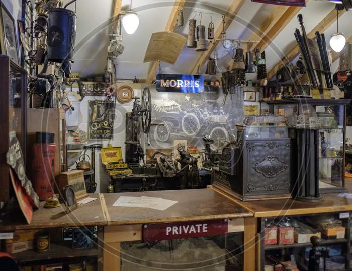 Old Shop In The Motor Museum At Bourton-On-The-Water
