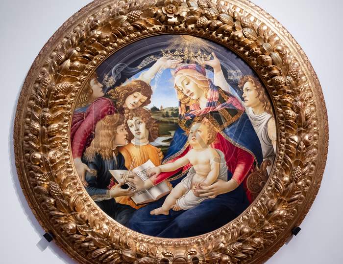 Florence, Tuscany/Italy - October 19 : Madonna Of The Magnificat Painting In The Uffizi Gallery In Florence On October 19, 2019