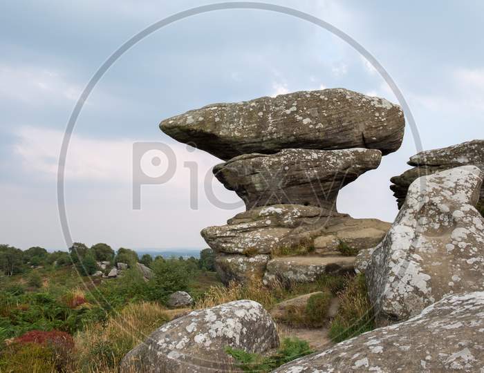 Scenic View Of Brimham Rocks In Yorkshire Dales National Park
