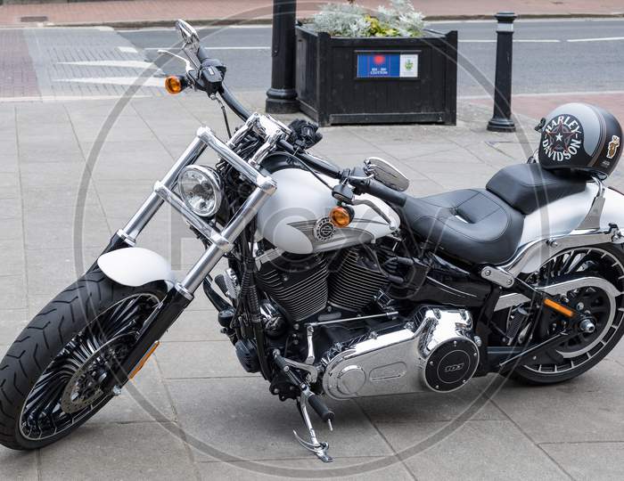 East Grinstead, West Sussex/Uk - May 17 : Harley Davidson Motorcycle Parked In East Grinstead, West Sussex On May 17, 2020