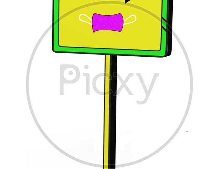 Alert For Wear Mask Traffic Signal Style 3D