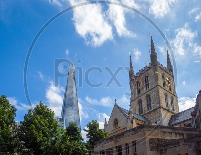 Southwark Cathedral Sharing The London Skyline With The Shard