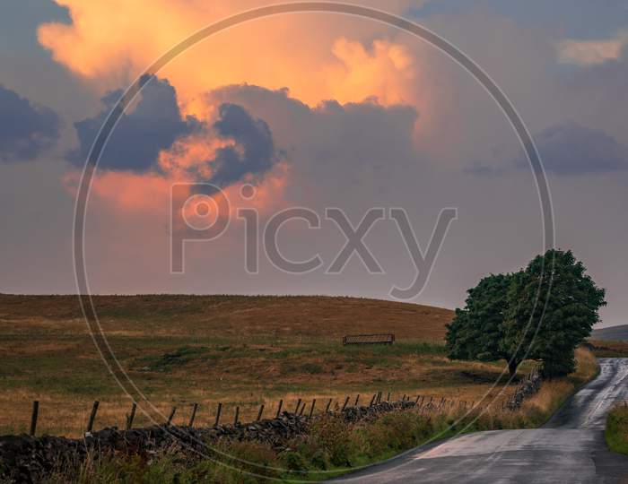 Sky At Dusk In The Yorkshire Dales National Park Near Malham