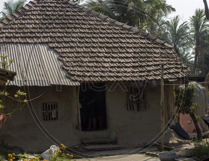 A Small Indian Village House Made With Clay.