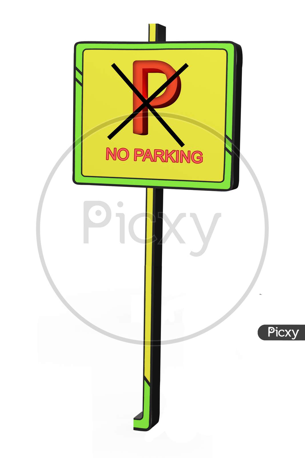 No Parking Traffic Road Signal Board In 3D