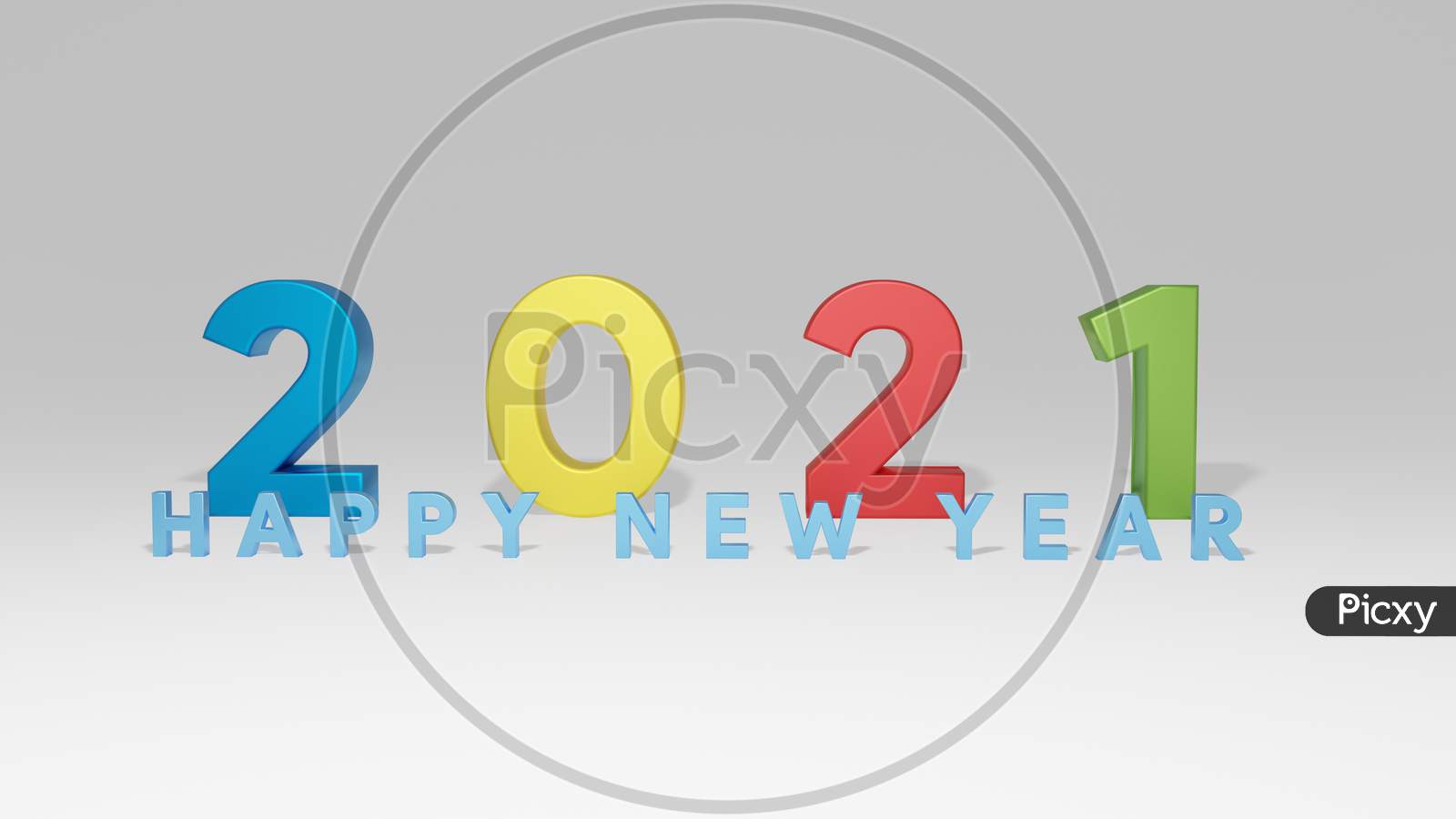 2021 happy new year background with colorful blue yellow red green with colored numbers and text . 3d illustration rendering