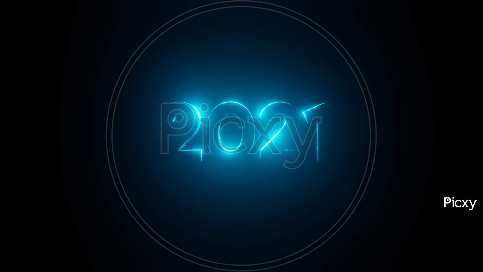 2021 happy new year background with metallic blue with light effect colored numbers . 3d illustration rendering
