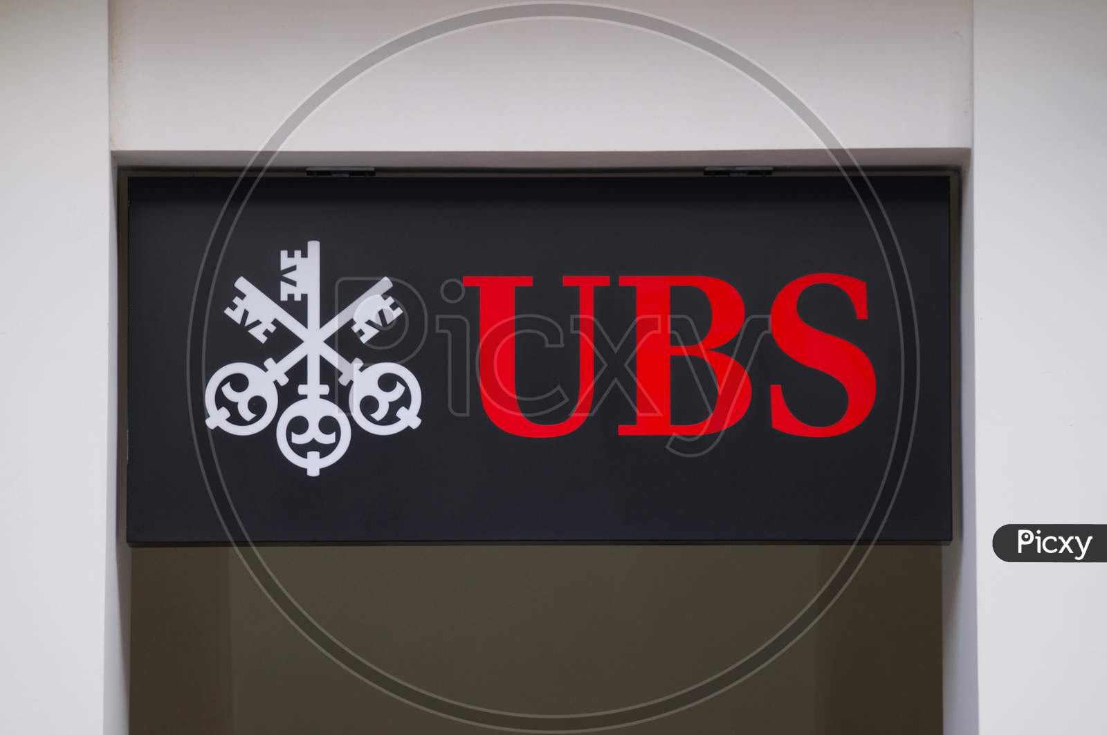 Ubs Bank Sign Haning On A Building In Lugano