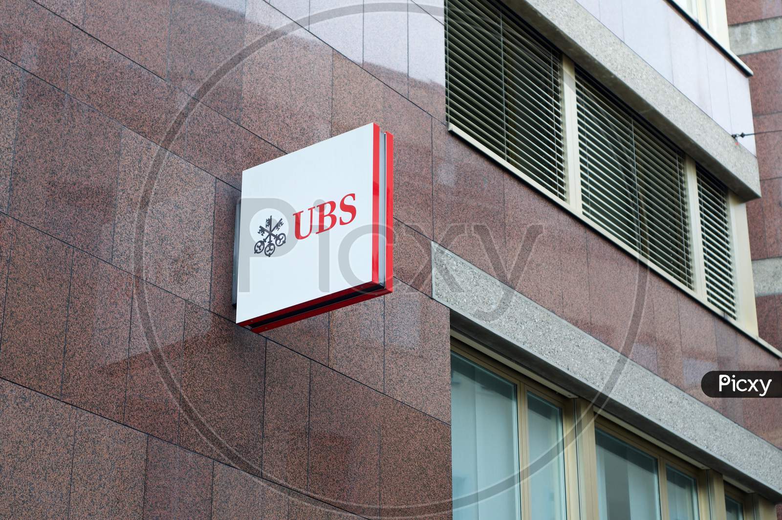 Ubs Bank Sign Haning On A Building In Lugano