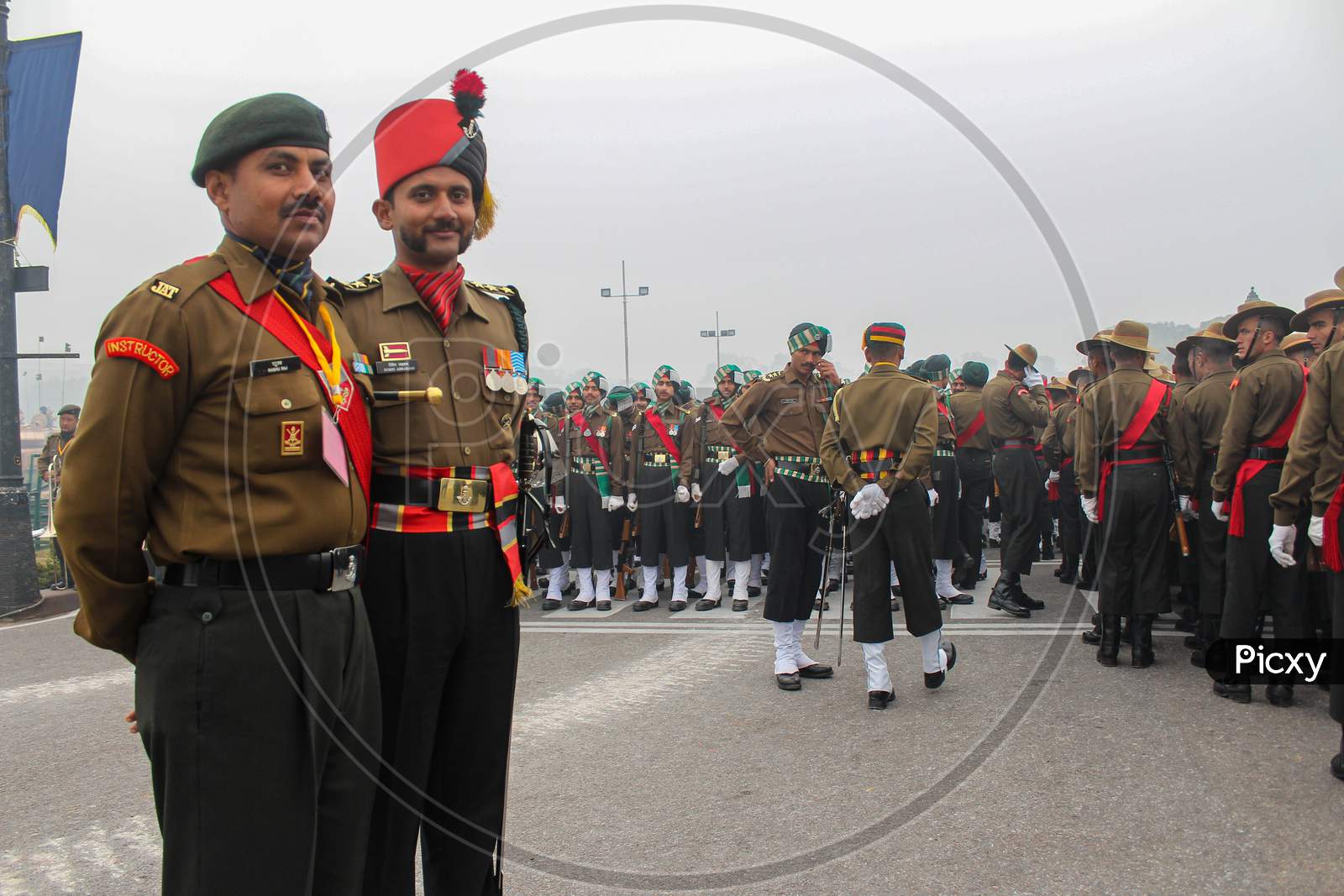 Delhi, New Delhi, India- January 16 2021: Indian Army, Delhi Police And Crpf Battalion Rehearsing For Indian Republic Day Parade 2021