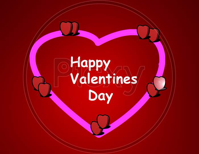 Pink Neon Style Happy Valentines Day Greetings Wallpaper New
