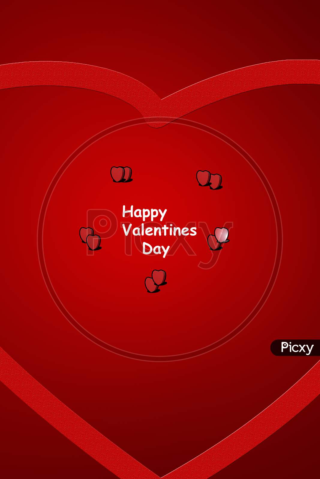 Happy Valentines Day Big Heart Shape Greeting Mobile Wallpaper