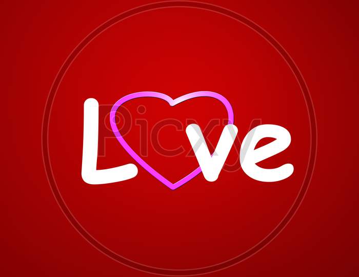 Love Text And Heart Red Shape Mobile Wallpaper