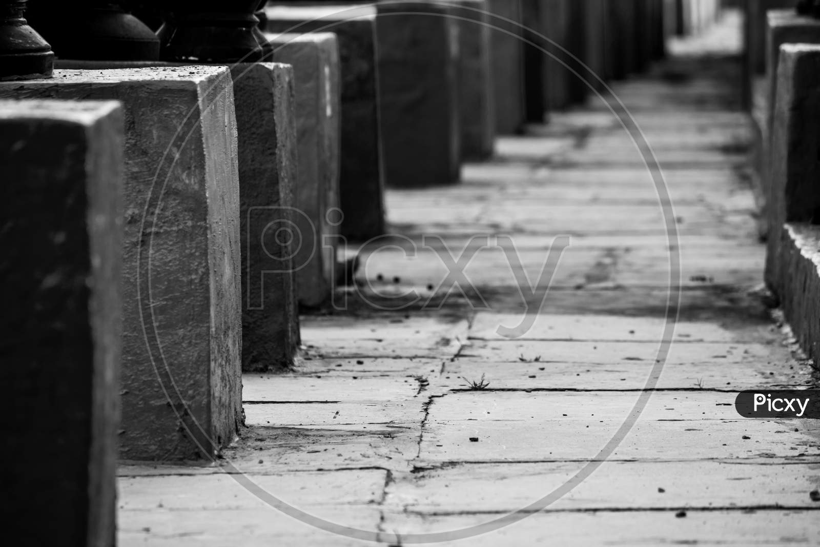 Path In A Temple To View The Idols(Known As Lingams) Of God Shiva In A Temple, Kolar, India. Selective Focus