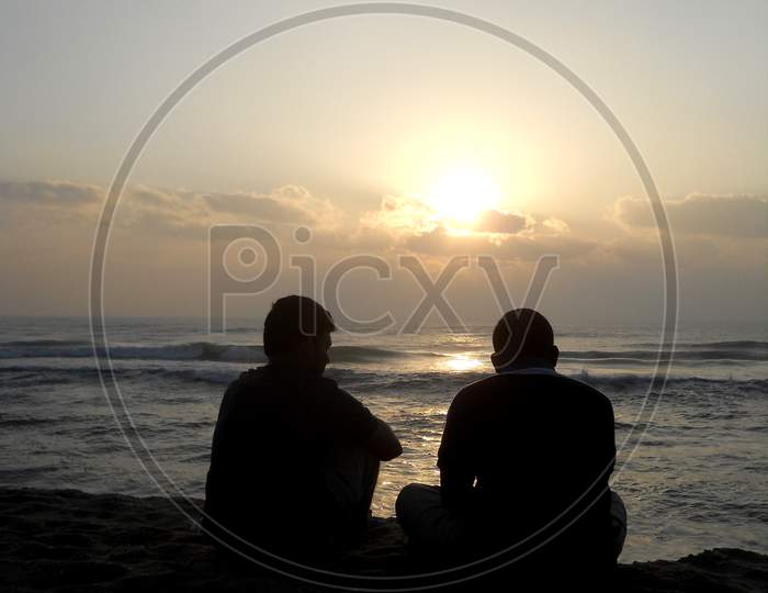 Sunset, Friends, Silhouette, Mobile photography