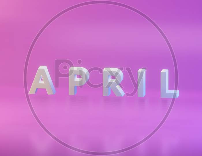 April text on gradient background simple and elegant . 3d illustration rendering