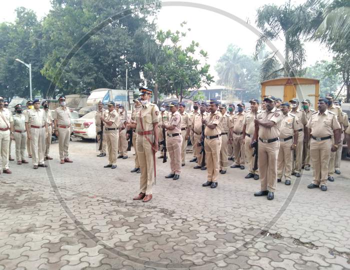 Mumbai police standing for republic day parade
