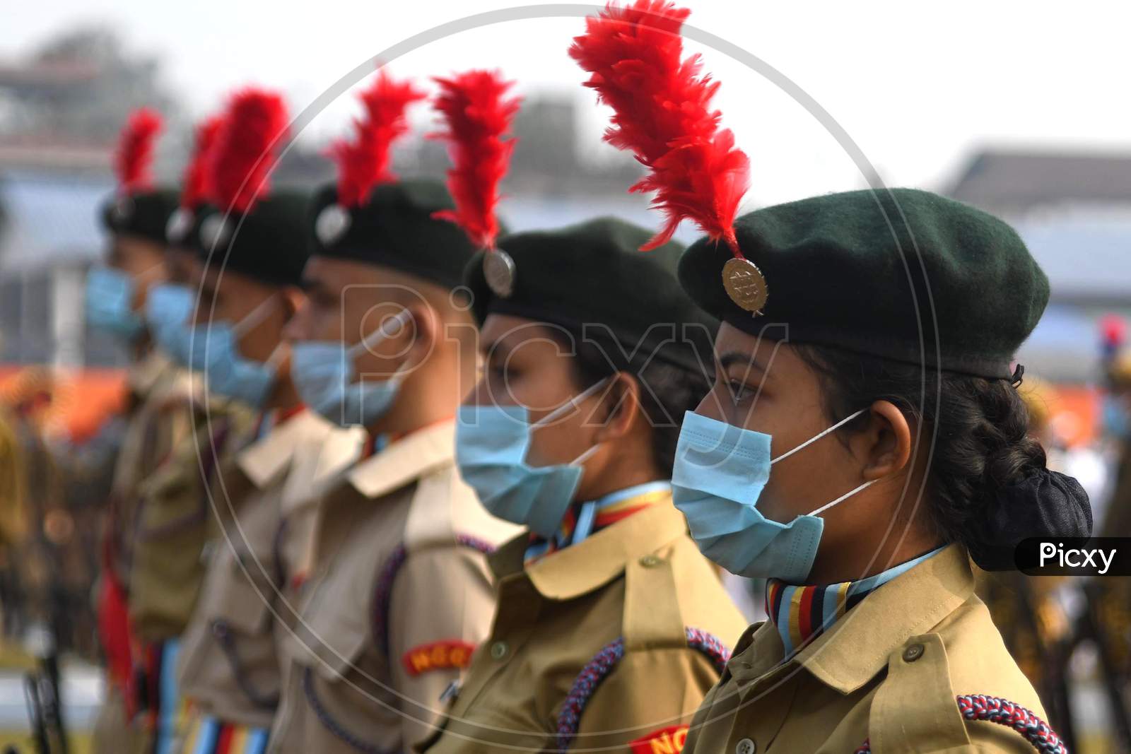 NCC cadet  participate in a parade on the occasion of 72nd Republic Day at Nurul Amin Stadium in Nagaon District of Assam   on Jan 26,2021.