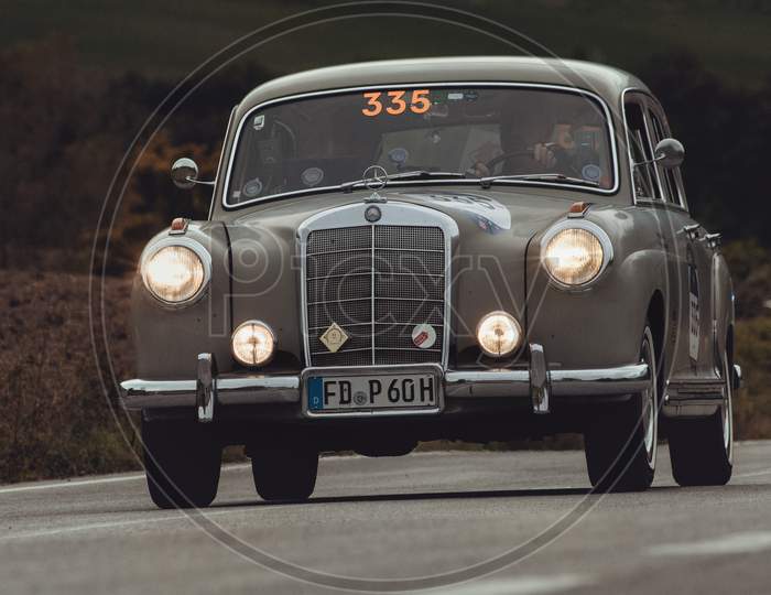 Mercedes-Benz 220 A 1955 An Old Racing Car In Rally Mille Miglia 2020 The Famous Italian Historical Race (1927-1957)