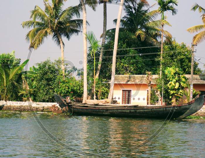 wooden House Boat Alappuzha Alleppey  Kerala city on beautiful river of kerala and local life of kerala