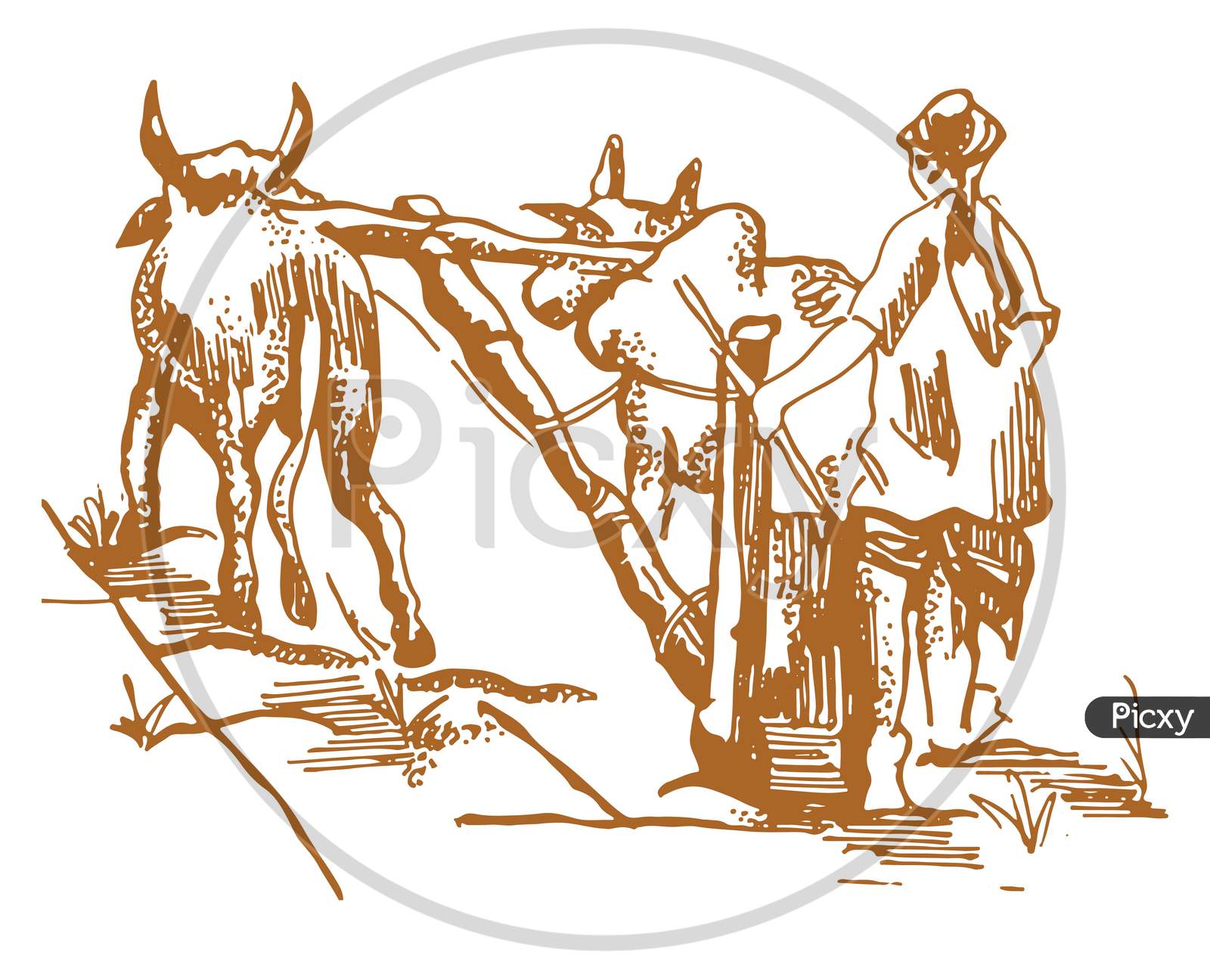 Farm Graphic Black White Landscape Sketch Illustration Vector Farmer  Looking At The Field Stock Illustration  Download Image Now  iStock