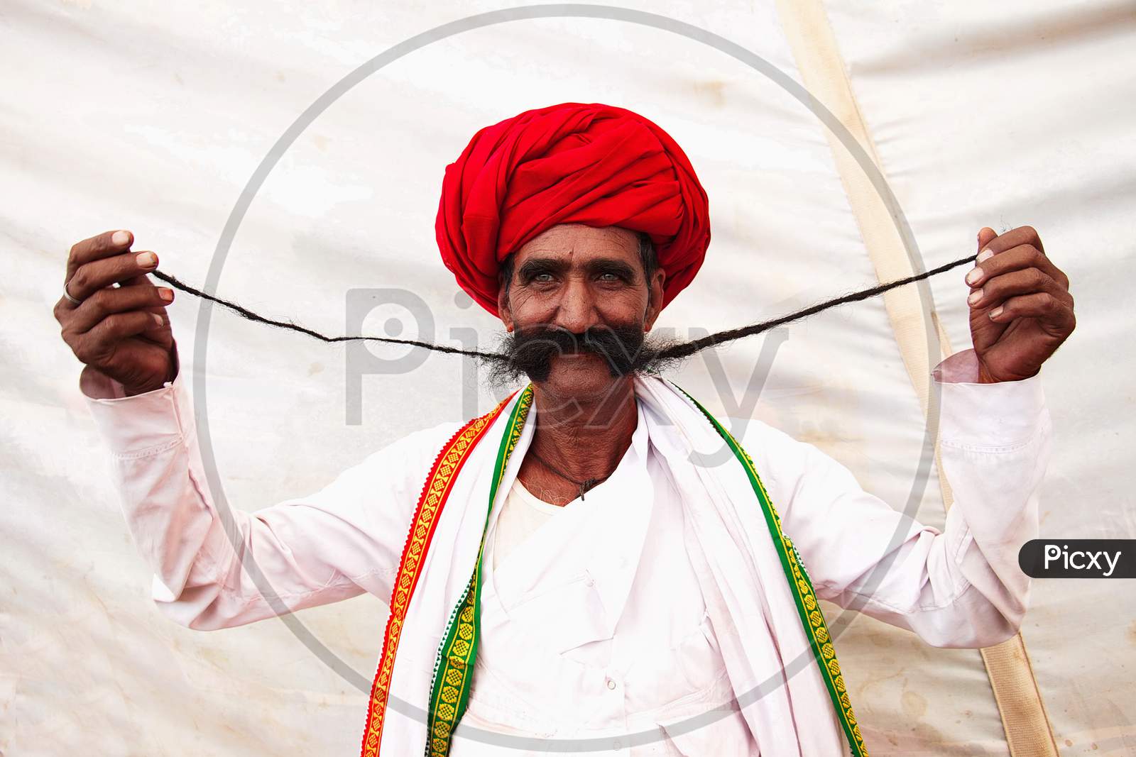 a Man with Long Moustache, Moustache competiton at Pushkar Rajasthan
