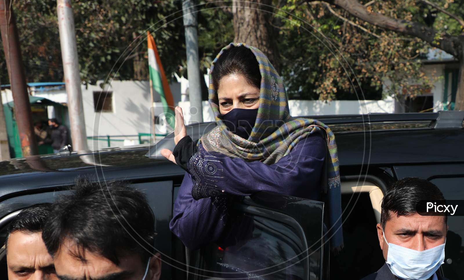 PDP president and former chief minister Mehbooba Mufti address to the media after arrives at party office in Jammu ,28,Jan,2021.