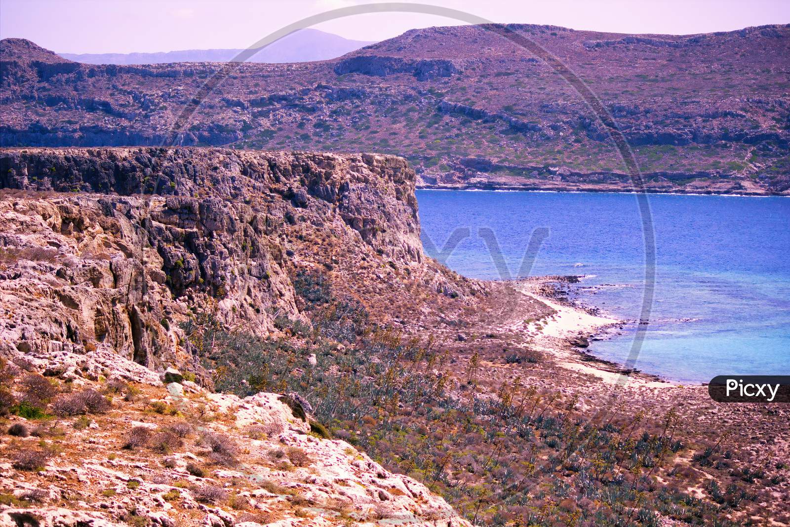 View of the Mountains and the Mediterranean Sea, Crete, Greece