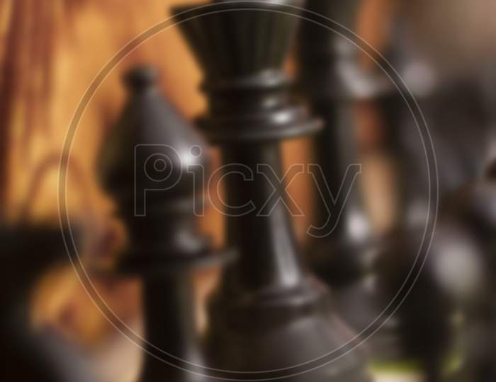 Set Chess On A Chessboard Background Focus On King