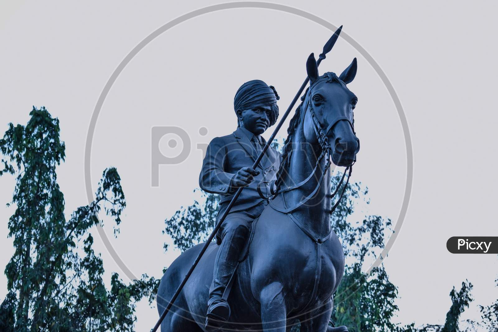 Kolhapur , Maharashtra , India- May 15Th 2019; Statue Of Great Indian Warrior Carved Using Black Granite Stone