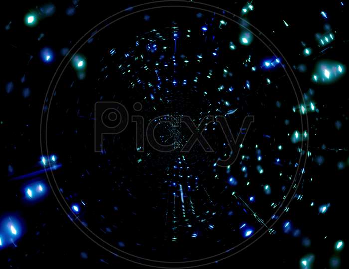 Dark Color Changing Tunnel With Glowing Lights 3D Illustration Background Wallpaper Artwork