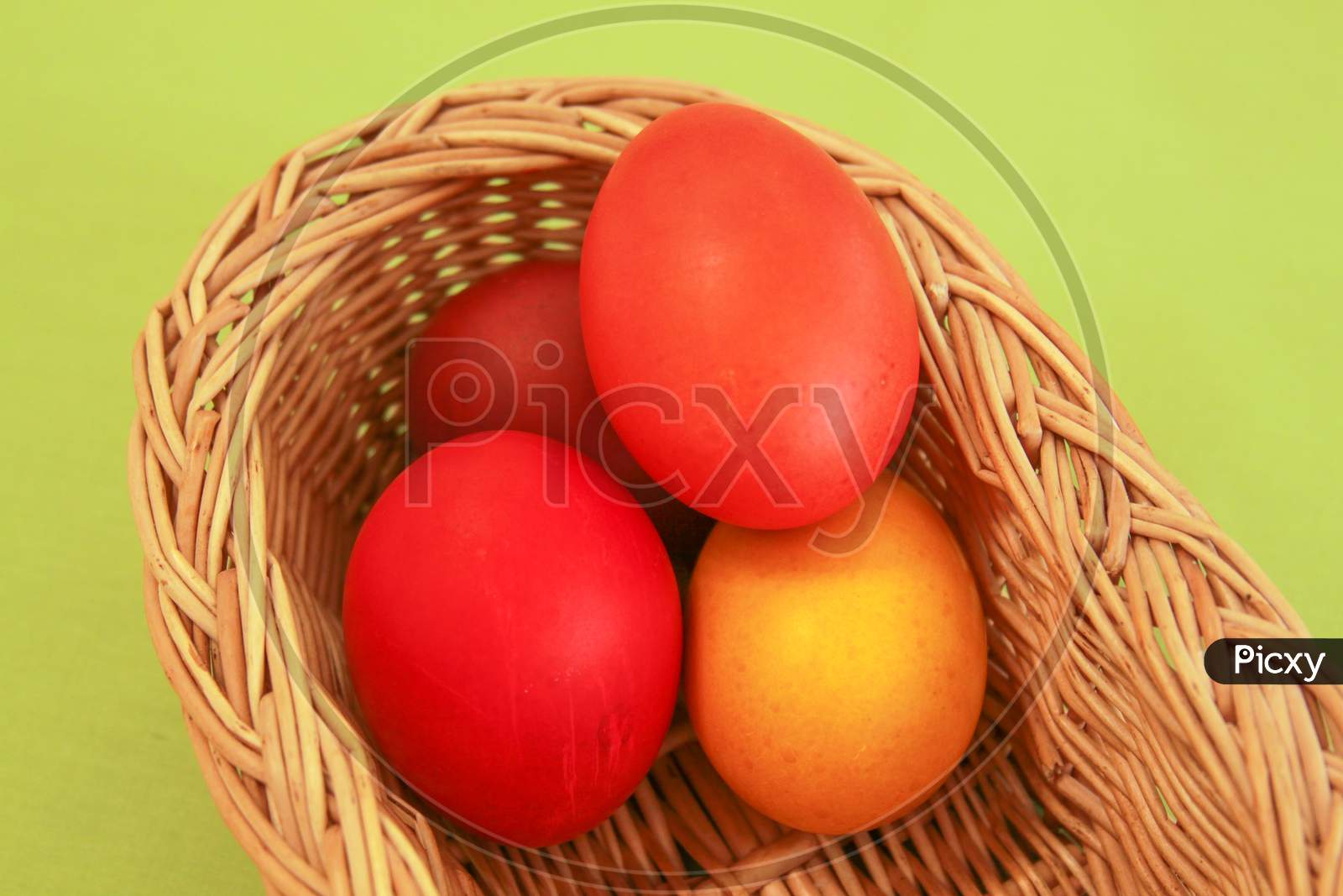 Easter Eggs In Basket Warm Colors
