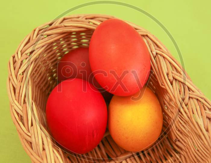 Easter Eggs In Basket Warm Colors
