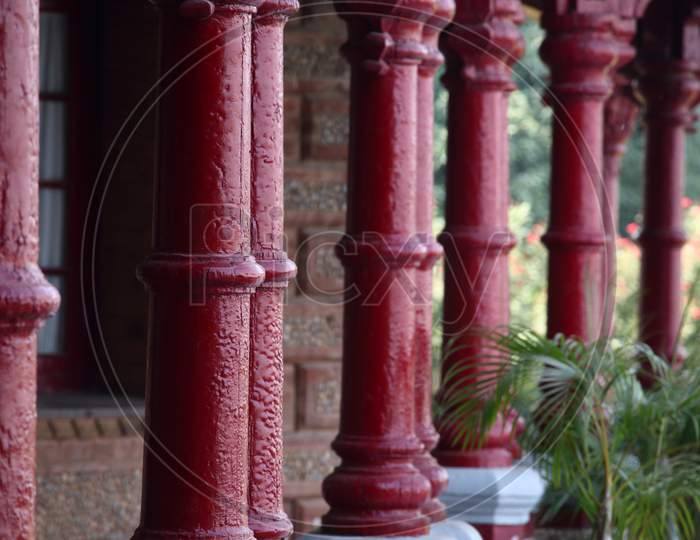 Pattern Of Colorful Red Pillars