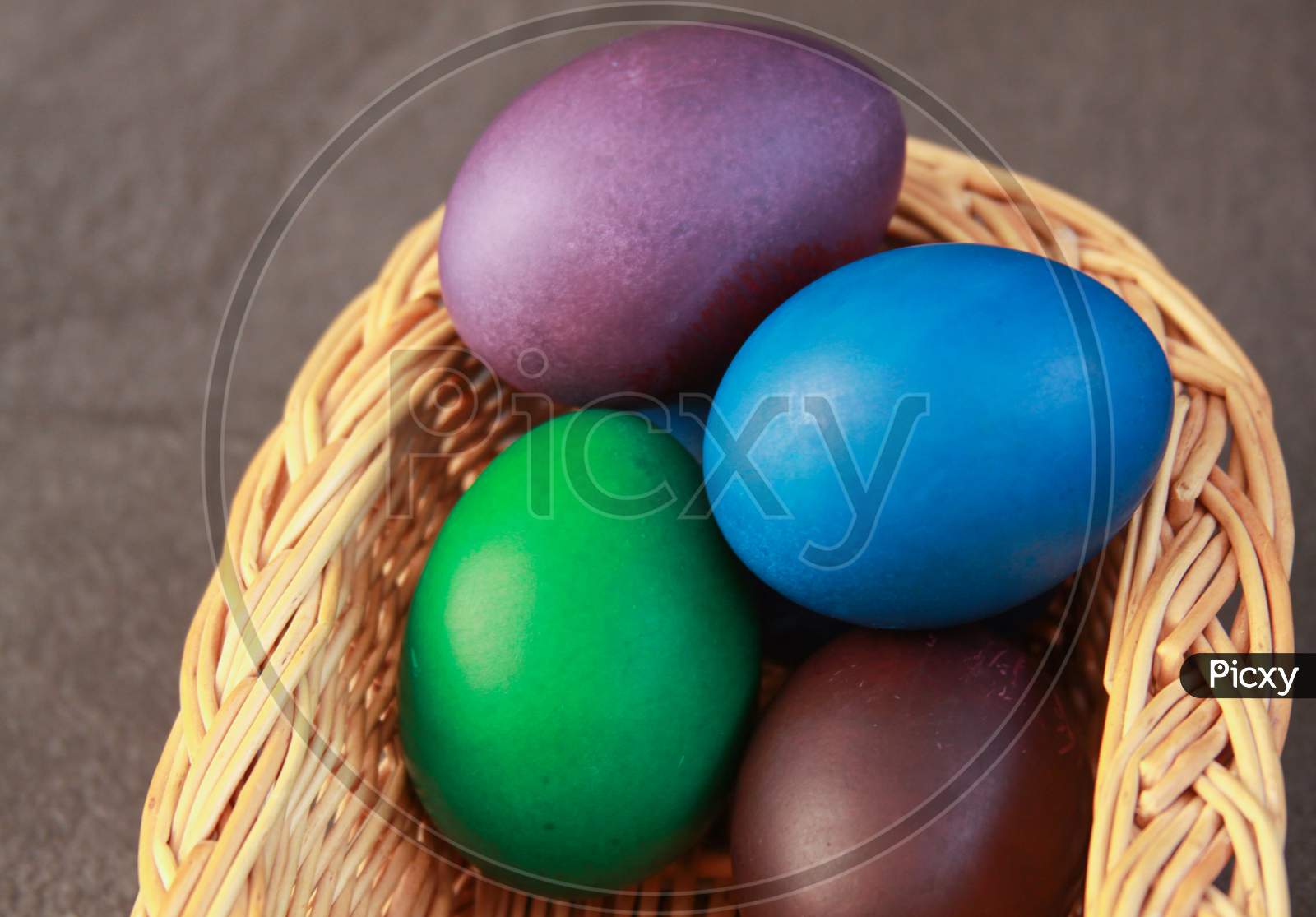 Easter Eggs In Basket Cold Colors