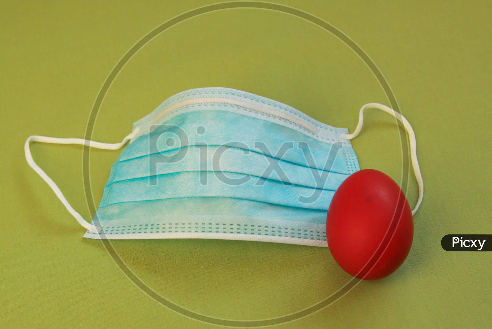 Surgical Face Mask And Red Easter Egg