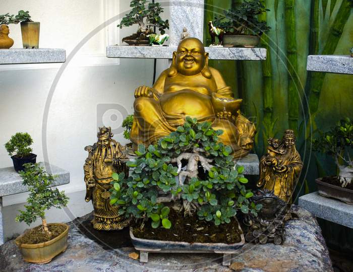 Laughing Golden Buddha Statue Of India