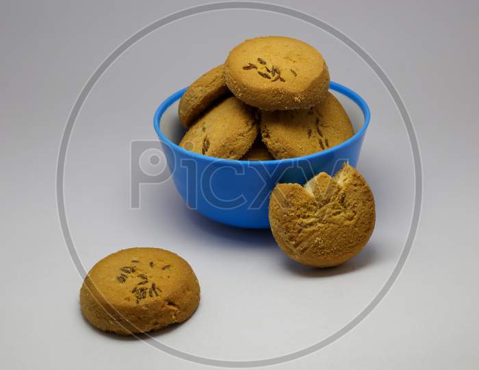Cookies In A Bowl Isolated On A White Background